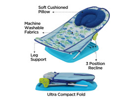 LuvLap Friendly Turtle Baby Bather for Newborn and Infants, Compact and Foldable, 0-9 Months (Blue)
